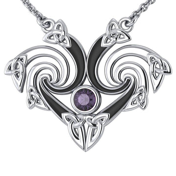 Representation that lies in the Universe Silver Triquetra Necklace with Gemstone TNC160 - Jewelry
